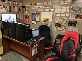 film video in a polygraph office